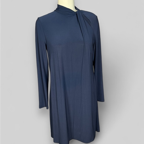 Tommy Hilfiger Navy Blue Neck Twist Tunic Dress with TH zipper hanging tag sz12 - Picture 2 of 9